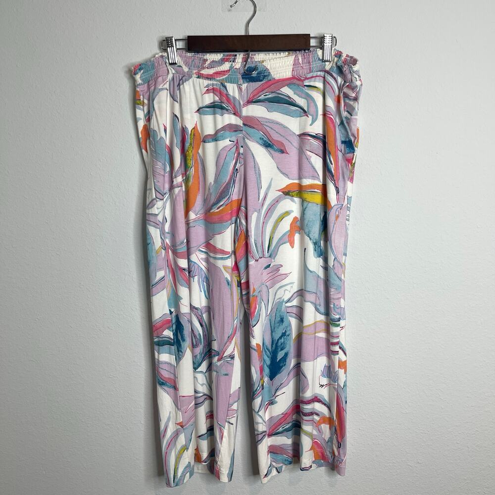 Soma Lounge Pajama Pants Women’s L Soft Stretch Floral Vibrant Multicolor Pastel - Picture 1 of 11